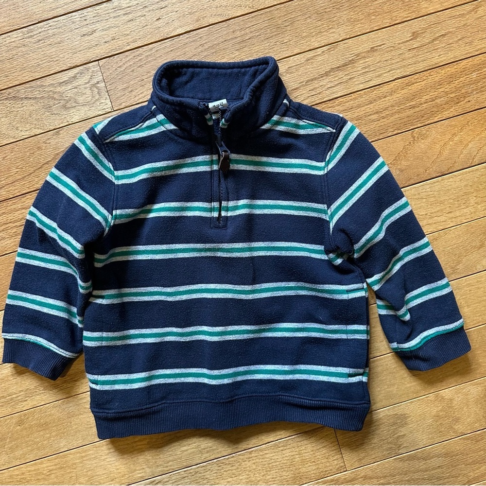 Janie & Jack Striped 1/4 Quarter Zip Sweater Toddler Boy 18-24 Months Blue Green